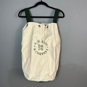 VTG GH Bass & Co Canvas rucksack Duffle Bag Cream Drawstring Heritage Americana